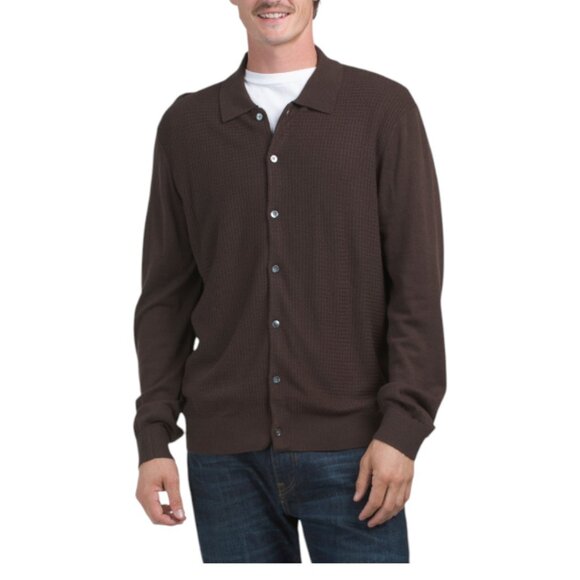 ELIE TAHARI Full Button Collared Sweater
